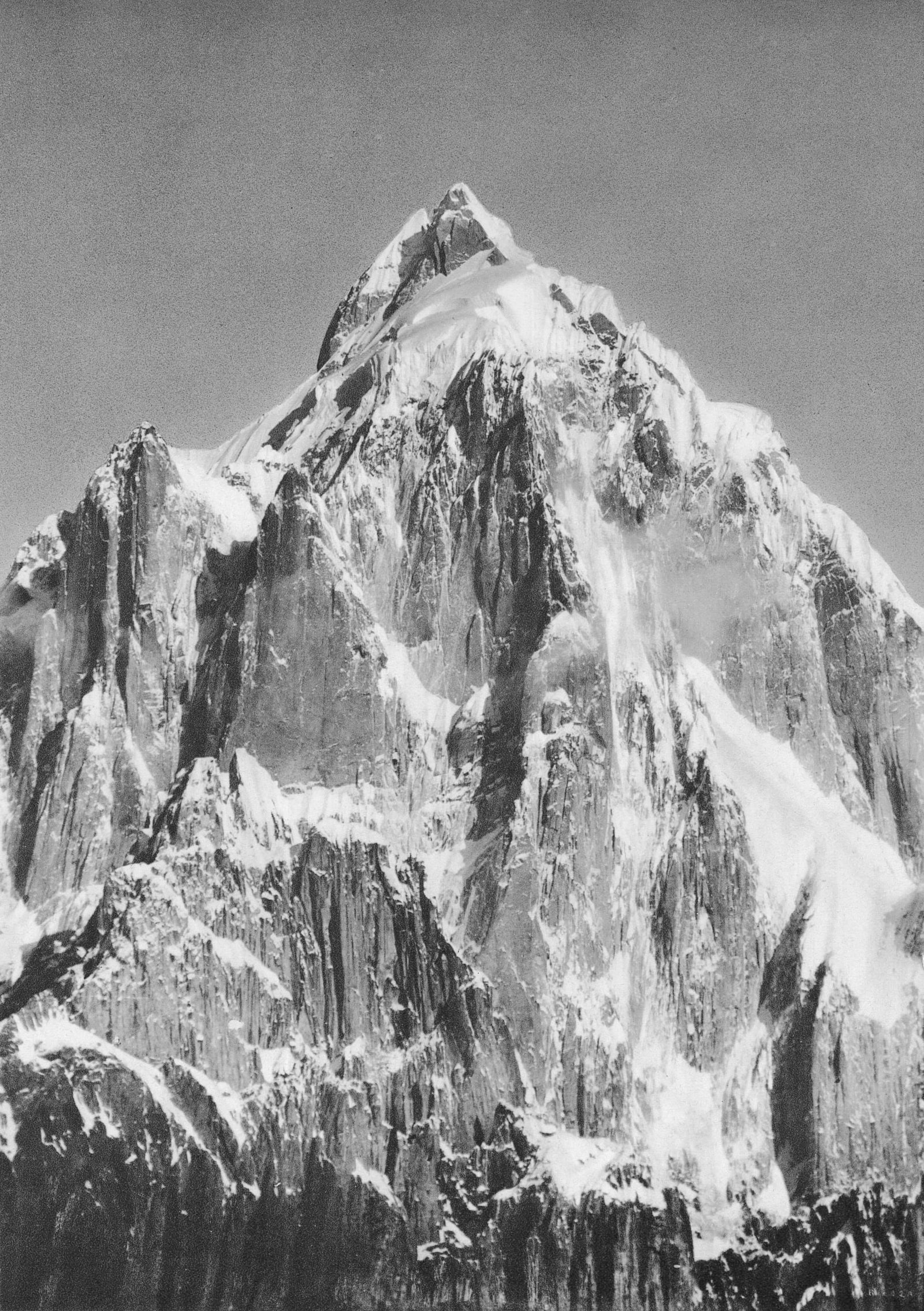 Historic photograph of Paiju Peak from the Baltoro Glacier by Vittorio Sella