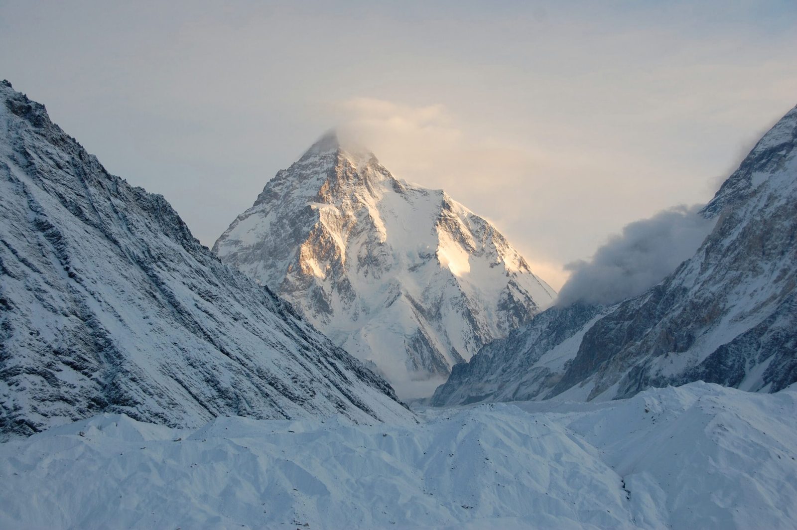 K2, 8,611 m, rising above the Baltoro Glacier in the Karakoram
